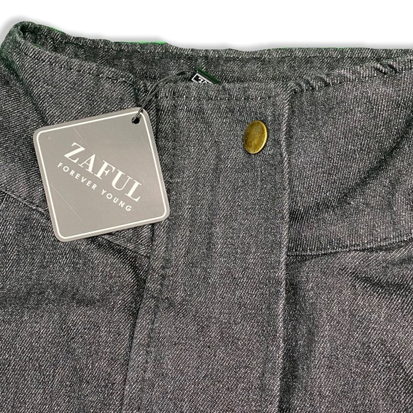 New With Tags Zaful Denim Army Jacket Military - Picture 3 of 8